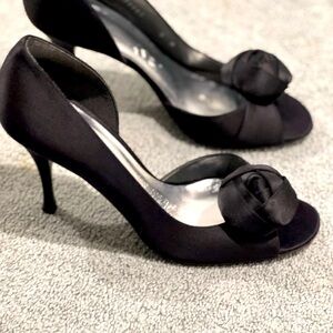Stuart Weitzman Black satin rose
